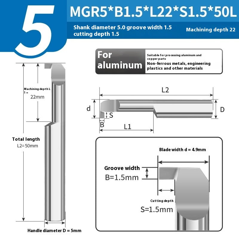 1135-CNC Small Bore Grooving Tool MGR Integral Tungsten Carbide Small Bore Hook Grooving Tool for Steel and Aluminum Internal Grooving Toolholder Shandong Denso Pricision Tools Co.,Ltd.